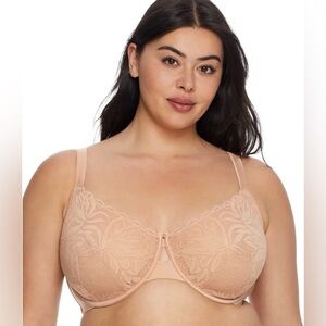 Bare Necessities Sand Bette Lined Lace Contour Underwire Bra 46C NWT
